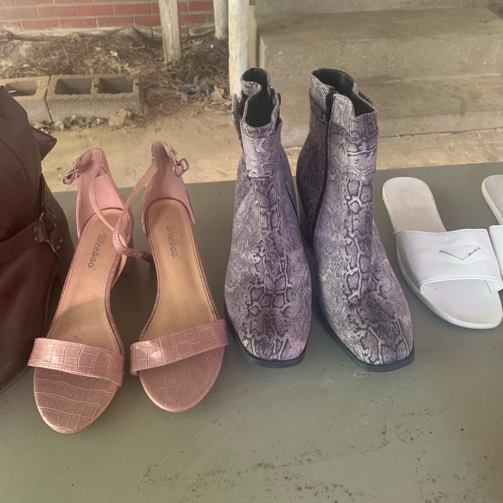 Stylish Pink Sandals and Snakeskin Ankle Boots